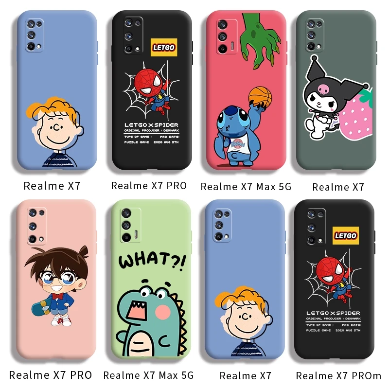 

For Realme X7 PRO X7 Max 5G X7 pro Ultra casing with Cartoon cartoon pattern Back Cover Anti falling Shockproof silica gel case