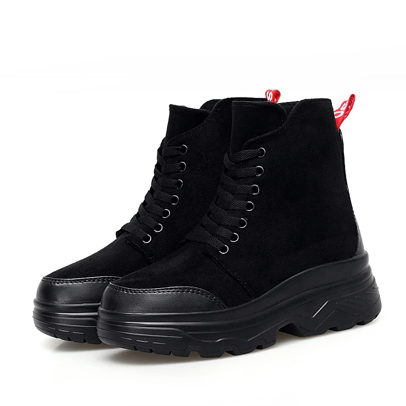 

Genuine Leather Women Fashion Sneakers Lace Up Platform Casual Shoes High Top Chunky Sneakers Autumn Ankle Boots Women XU075