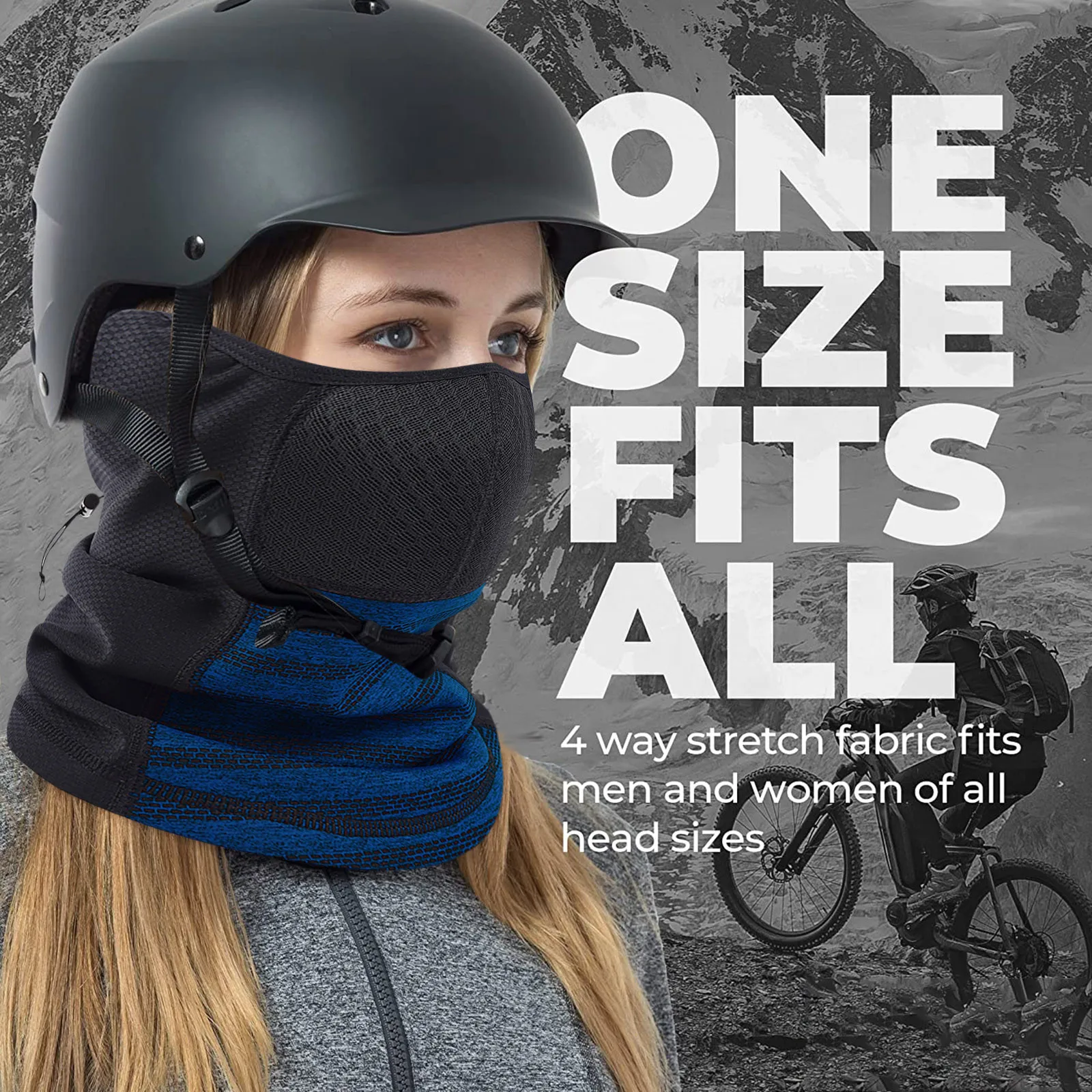 Холодная зимняя маска на все лицо флисовая для головы и шеи теплая велосипедная