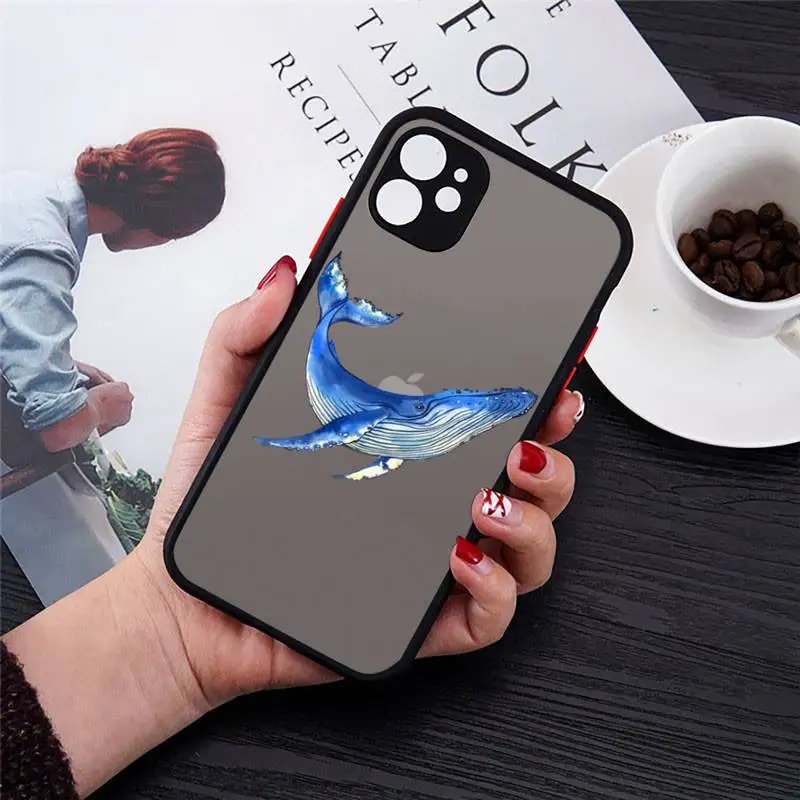 

Cartoon whale cute lovely animal Phone Case Transparent Matte for iPhone 7 8 11 12 s mini pro X XS XR MAX Plus cover funda