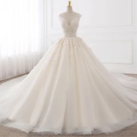 luxury wedding dresses sleeveless o neck lace applique sweetheart prom gowns sexy backless robe de mari%c3%a9e court train