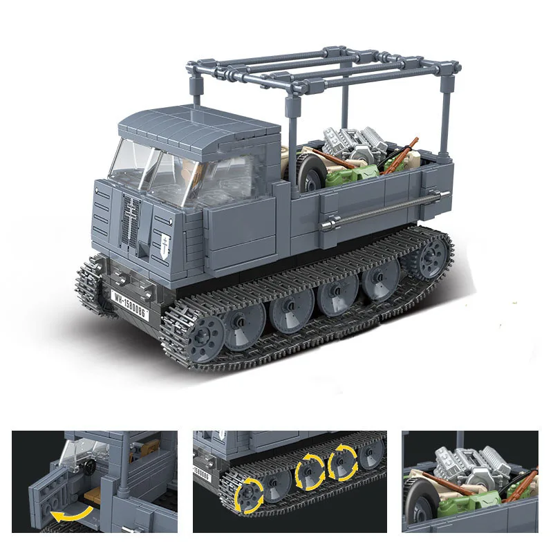 Военная серия мировая война II немецкая армия Полугусеничный трактор солдат DIY