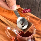 Новинка, щипцы для чайного пакета, чайный пакетик соковыжималка с ситом держателем, многоразовая металлическая ложка из нержавеющей стали, мини-зажим для сахара, Кухонное ситечко