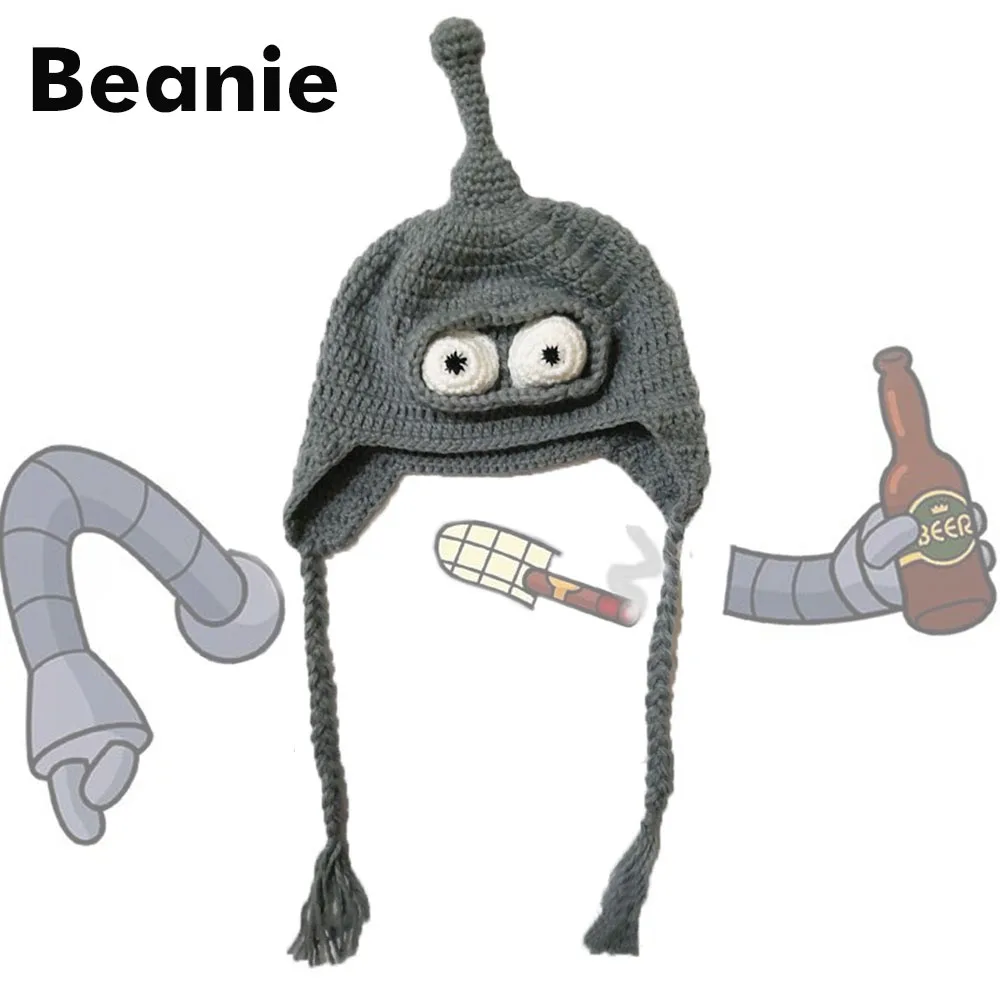 

Beanie Bender, зимняя шапка для детей, шапка ручной работы для косплея