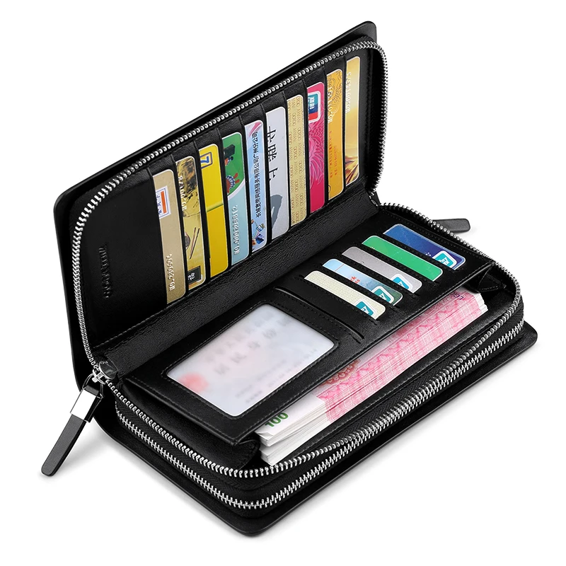 Мужской клатч WILLIAMPOLO удобный бумажник из натуральной кожи с двойной молнией