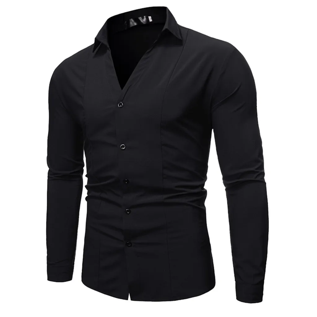 Men's New Style Simple Fashion Pure Long Sleeve Shirt Comfortable Blouse Business Shirts Men Chemise Homme | Мужская одежда