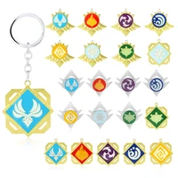 fashion anime genshin impact metal jewelry keychains cosplay key chain 7 element weapons eye of god accessories kids toys gifts