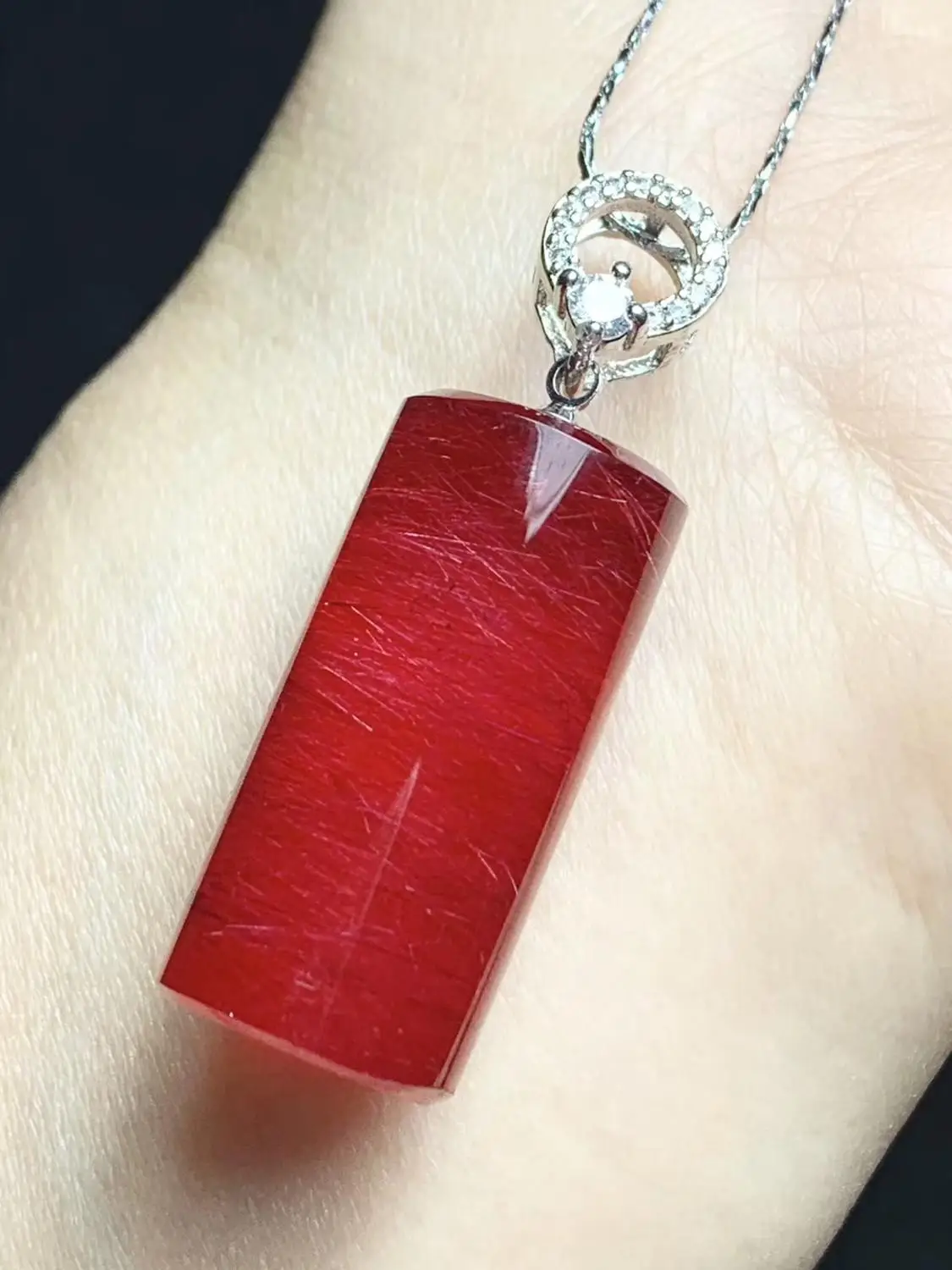 Натуральный Красный Рутиловый Кварц Драгоценный Кулон вечерние баррель Форма
