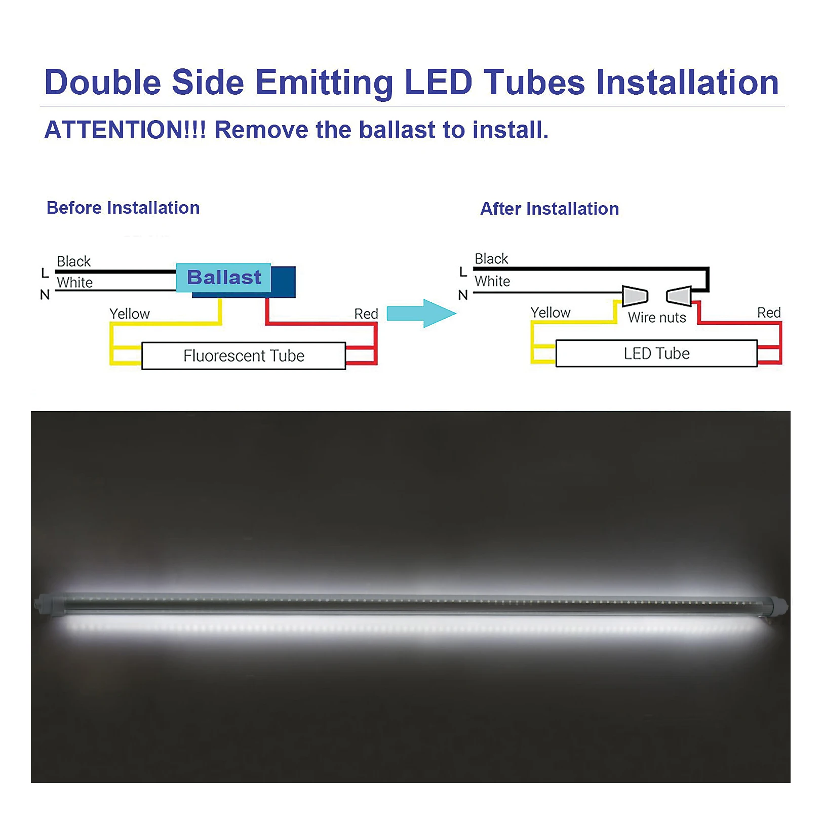 100 Pack T10 Double Sided Tube Light 4FT/5FT/6FT 7FT/8FT/9FT/10FT with Rotatable R17D Base Rows Ballast Bypass High Lumen | Лампы и