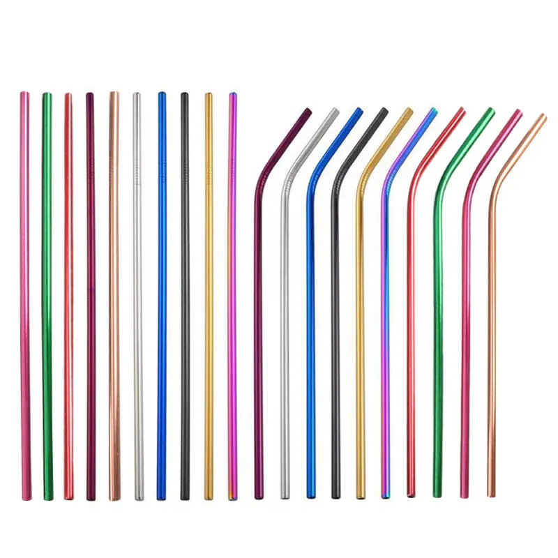 

215*6 Colored metal food grade 304 stainless steel straw drink coffee milk tea straw custom reusable straw