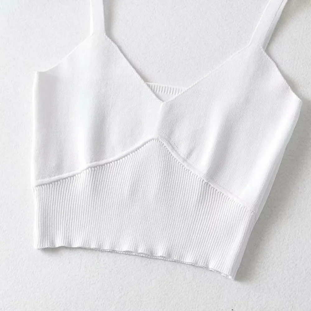 

2021 Black/white color knitted fashion tank tops women summer sexy bodycon crop top