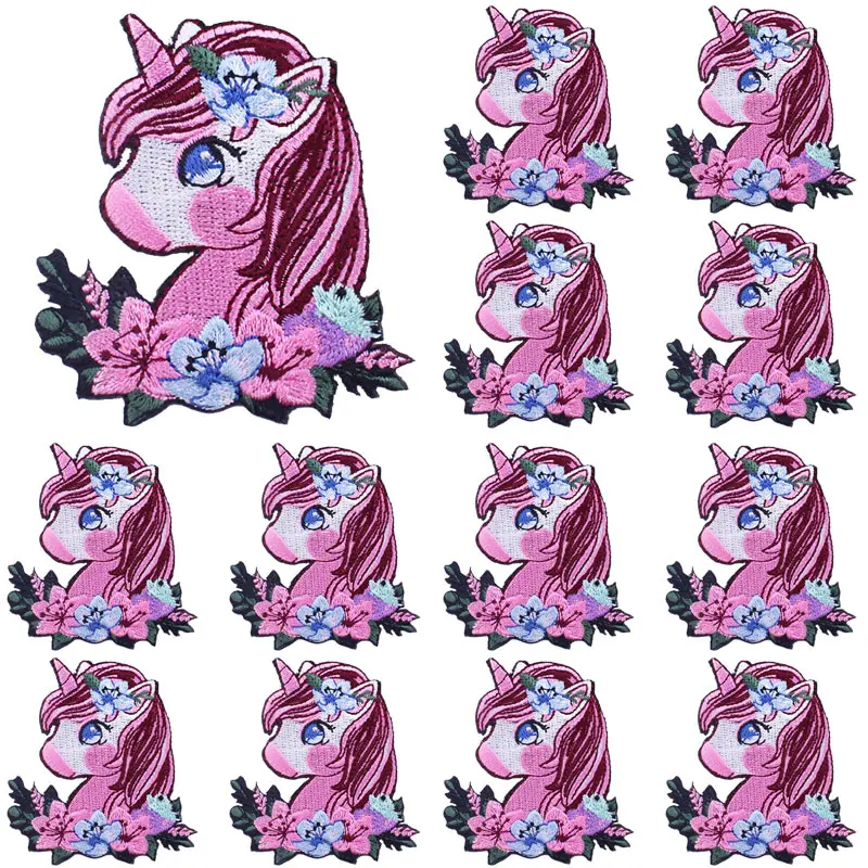 

Prajna 10PCS wholesale Cartoon Unicorn Embroideerd Patches For Clothing DIY Cute Cartoon Sticker On Clothes Unicorn Badge