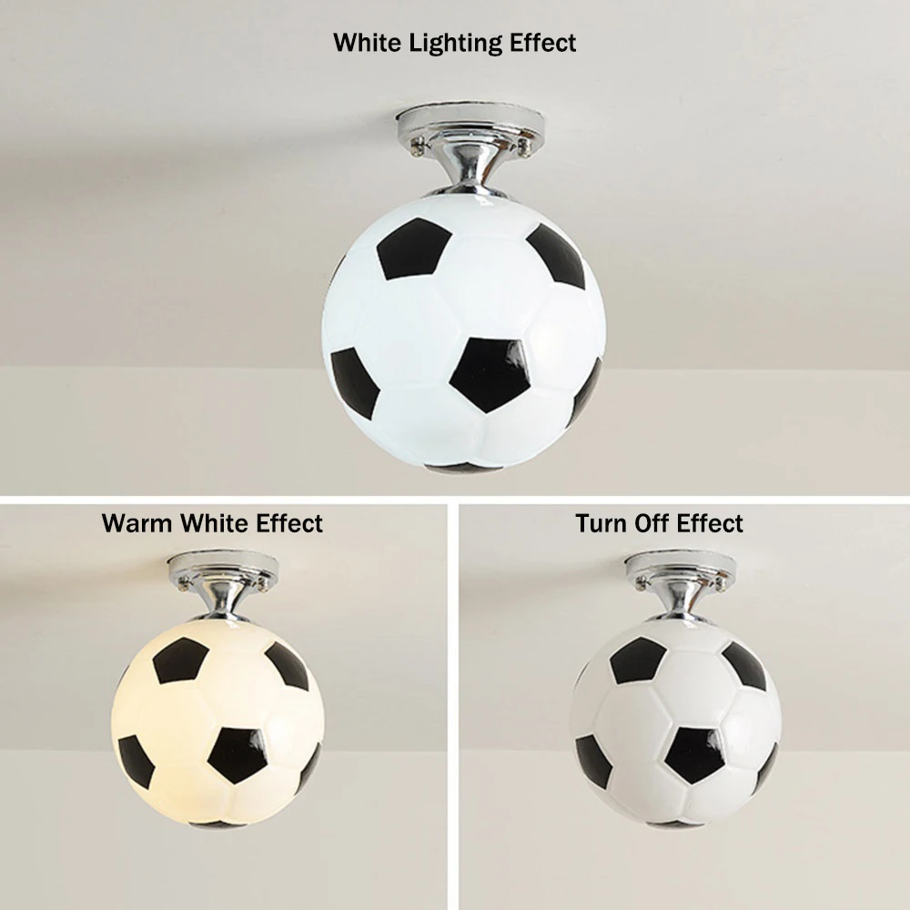 Lámpara de techo LED moderna para niños, accesorio de luz para balón de fútbol, decoración de habitación interior