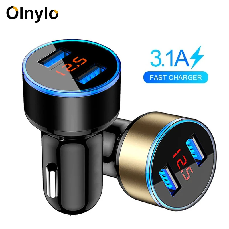 Olnylo 3.1A мини USB Автомобильное зарядное устройство для iPhone 11 мобильный телефон Быстрая зарядка автомобильное зарядное устройство двойной USB Автомобильное зарядное устройство s адаптер в автомобиль