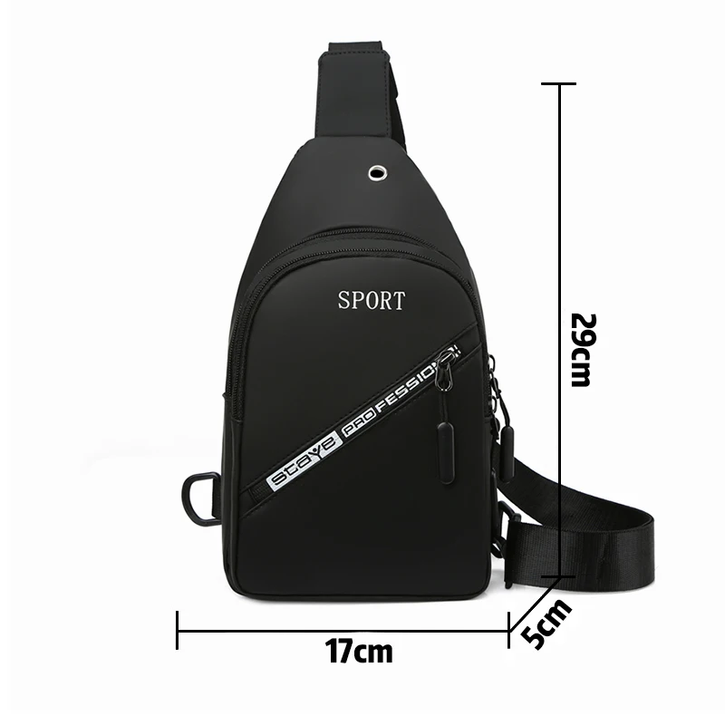 

Men's Waterproof Fabric Casual Shoulder Bags with Earphone Holes Messenger Bag Unisex Multifunction Outdoor Travel Shoulder Bag