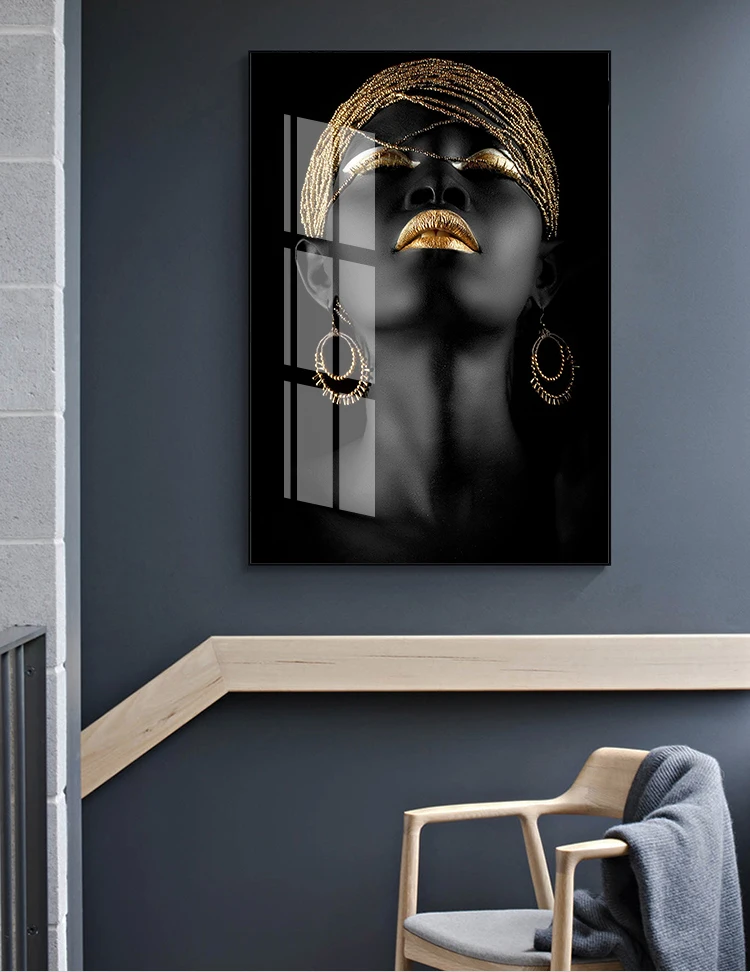 Сексуальная черная Женская холщовая настенная живопись Постер скандинавской