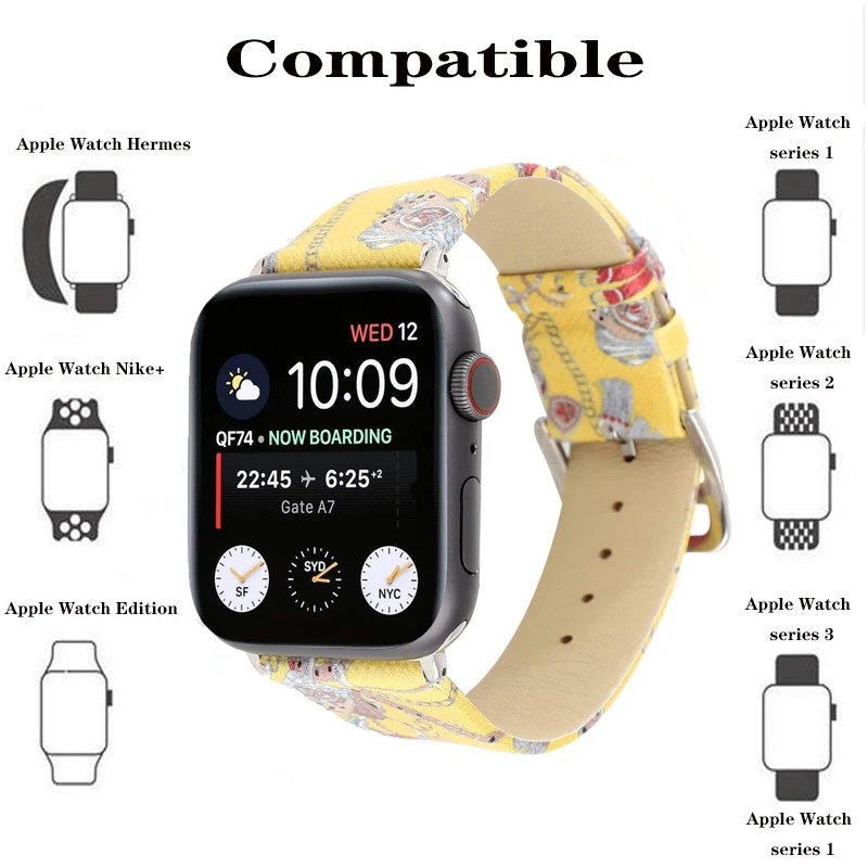 Цепь узор кожаный ремешок для наручных часов Apple Watch Series 5 4 44/40 мм кожаный браслет ремешок спортивный бесшовный для наручных часов iwatch серии, версия 1, 2, 3, ремешок 42/38 мм