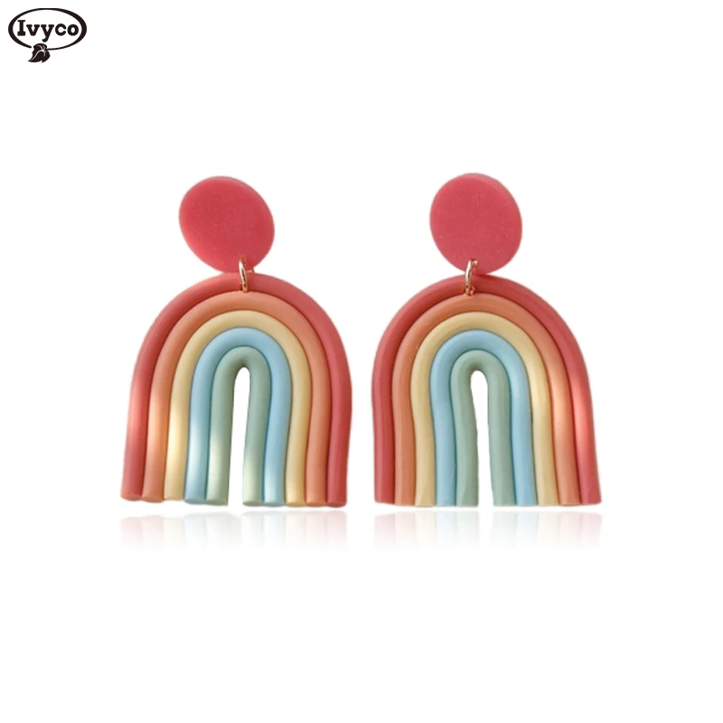 Модные U-образные серьги радужного цвета из полимерной глины полимерные ручной