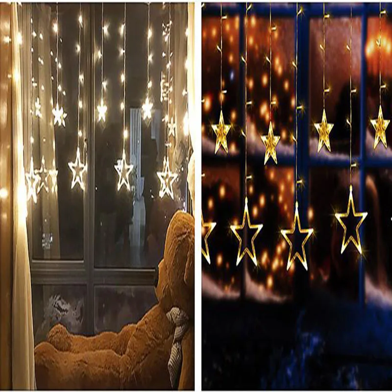 Светодиодный светильник шторы пентаграмма занавески рождественские украшения