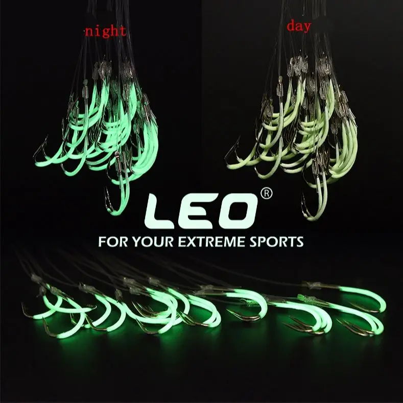 LEO Glowing Hook Luminous Fluorescent Sea Fishing Needle Tackle Accessories | Спорт и развлечения