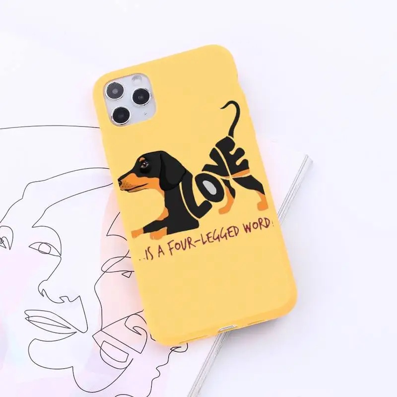 

cute cartooon Dachshund dog animal Phone Case Candy Color for iPhone 6 7 8 11 12 s mini pro X XS XR MAX Plus