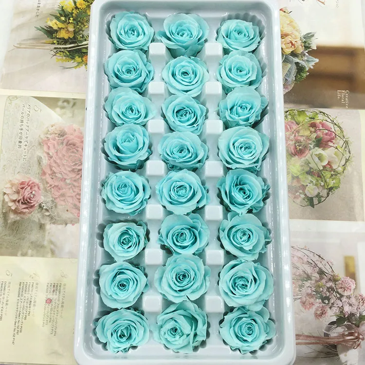 tiffany blue 1 коробка высокое качество "Законсервированные" Цветы бессмертный «Розочка» для детей от 2-3 см в диаметре, подарок на день матери, вечная жизнь цветок Материал подарочная коробка - Цвет: tiffany blue