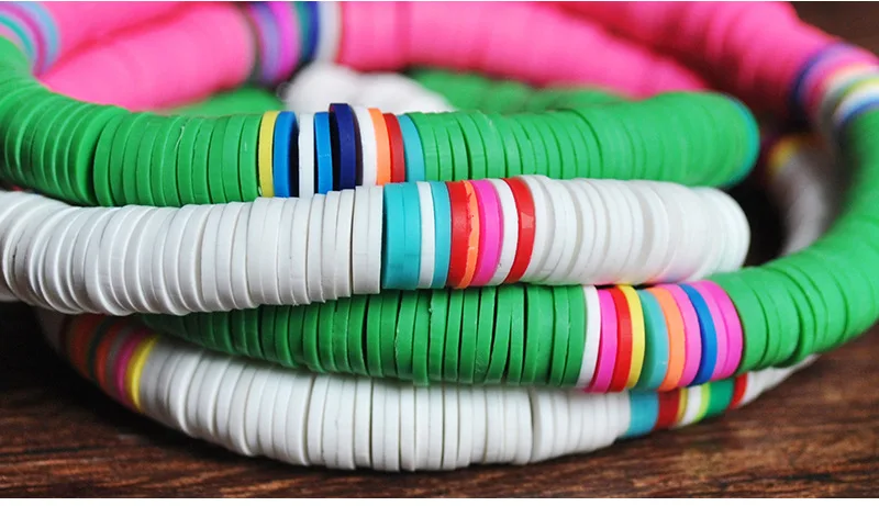 2021 Summer Steampunk Colorful Boho Necklaces for Women Handmade Round Polymer Clay Beads Choker Collares Ladies Jewelry | Украшения и