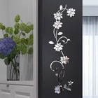 3D акриловая наклейка, зеркальный эффект, настенная наклейка s DIY цветок Hanafuji, декоративная зеркальная Настенная Наклейка для детской комнаты, гостиной, Декор
