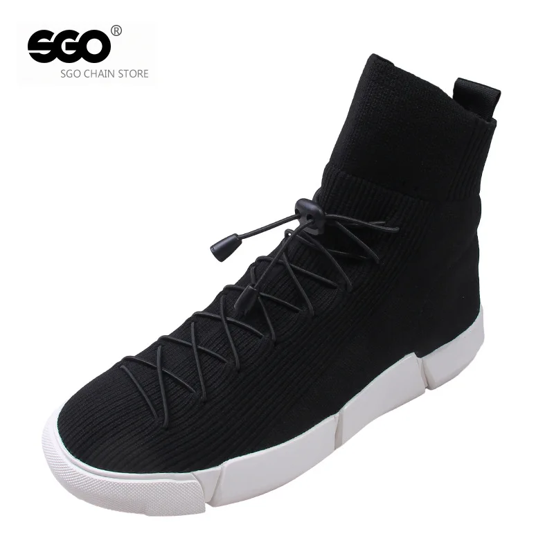 KHRun high top sneakers socks shoes lace-up men men's new fly woven mens | Обувь