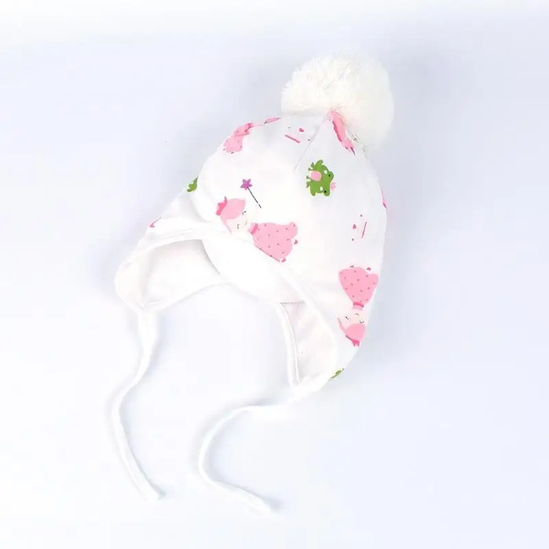 Детская зимняя теплая флисовая шапка для новорожденных с помпоном милая