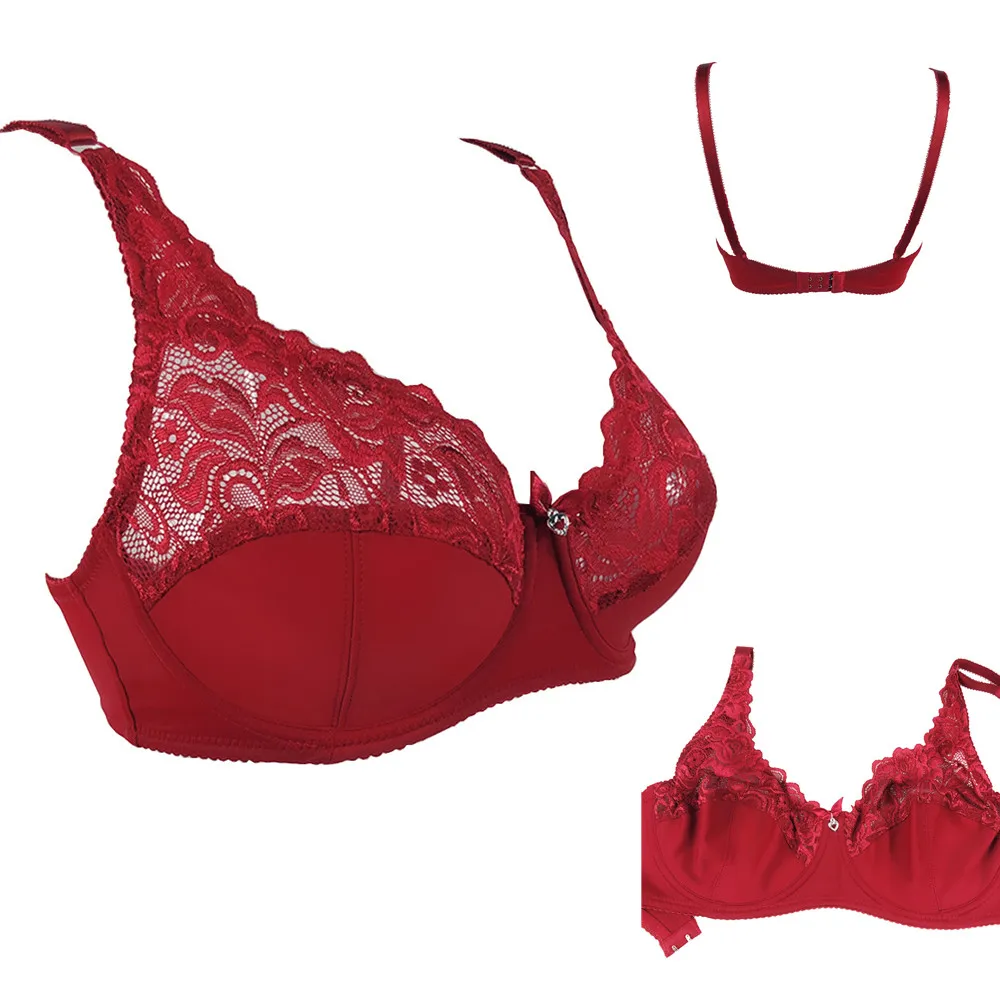 Женский кружевной бюстгальтер с чашками пуш ап большие размеры|Бюстгальтеры| |
