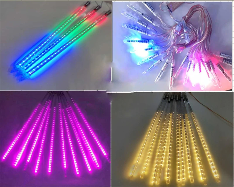 5 комплектов 10 шт./компл. светодиодный Метеоритный дождь трубы RGB рождественские декоративные огни 80 см 50 см Smd2835 семь цветов Ac85-265V