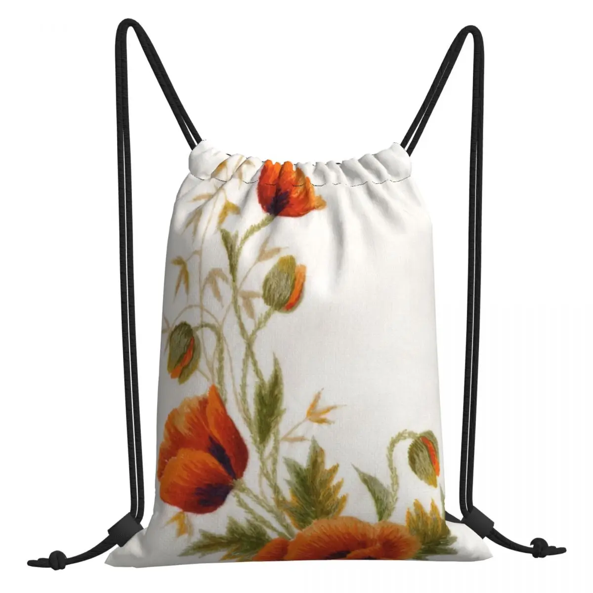 

Poppy Art New Men's and Women's Drawstring Backpack Outdoor Portable Backpack Travel Fitness Shopping Bag Drawstring Backpack