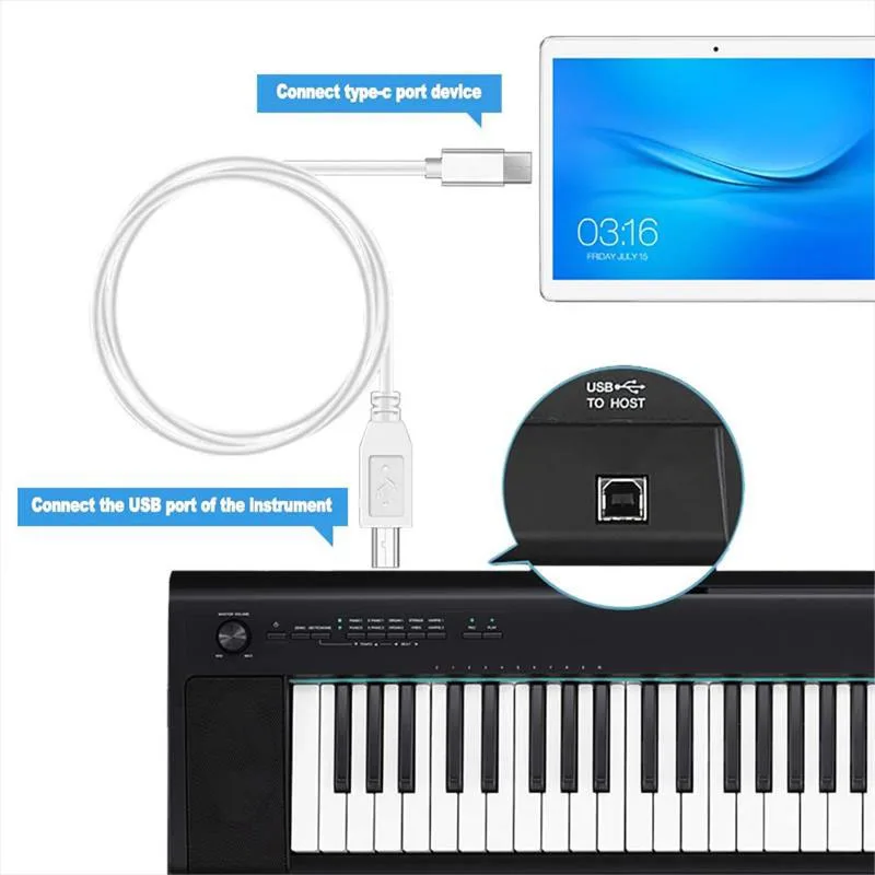 3 фута USB C к B Midi кабель Type Интерфейсный шнур для электронного музыкального