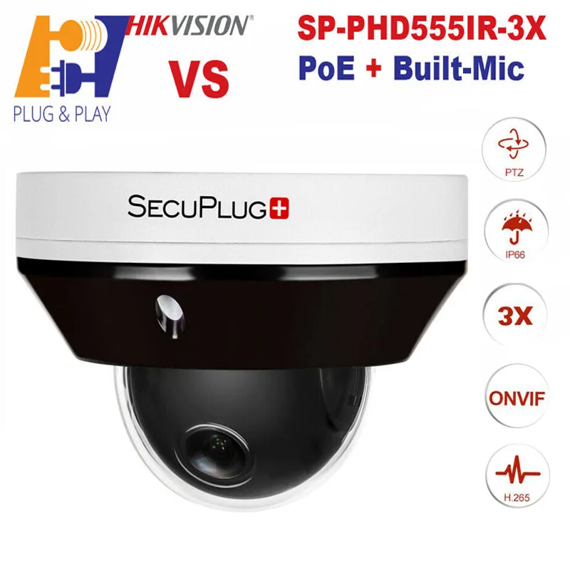 Ip камера Hikvision совместимая 5MP PoE ip PTZ купольная 3X оптический зум Встроенный