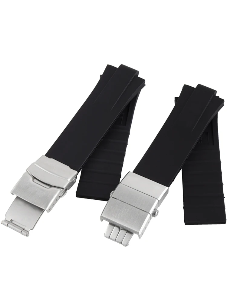 Ремешок силиконовый для мужских часов резиновый браслет со стальной пряжкой