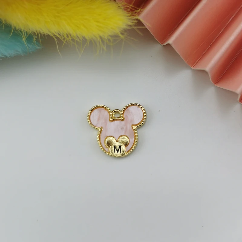 ApeUr 10 шт. акриловые металлические подвески с головой Микки золотистые бриллианты