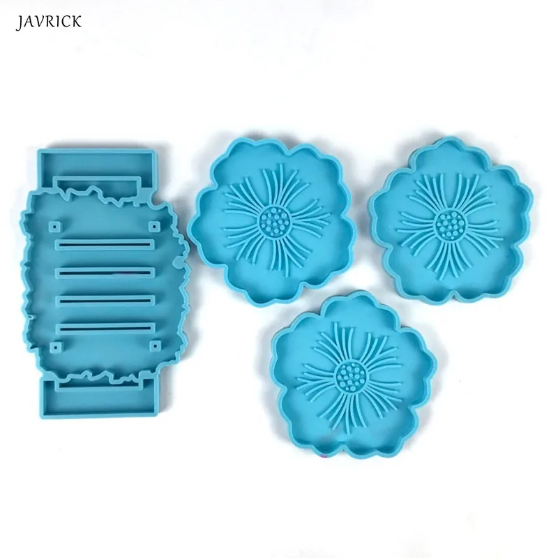 

DIY Crystal Epoxy Resin Mold Flower Coaster Mold Silicone Agate Coaster Mold for Casting Molds DIY Slices Home Table Decorations