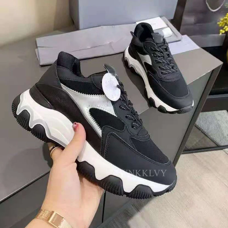 

Thick Sole Cat Paw Mixed Color Casual Shoes Women Flat Lace Up Patchwork Breathable Sneakers Spring Platform Walk Tennis Shoes