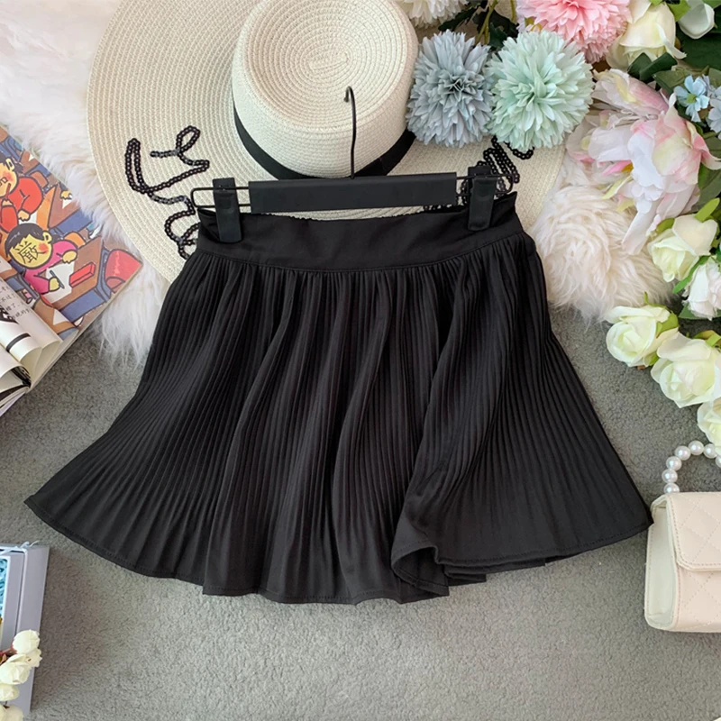 2019 New Spring Summer Chiffon High Waist Pleated Short Half-body Skirt Women Fashion Tide All-match Pants cc947 | Женская одежда