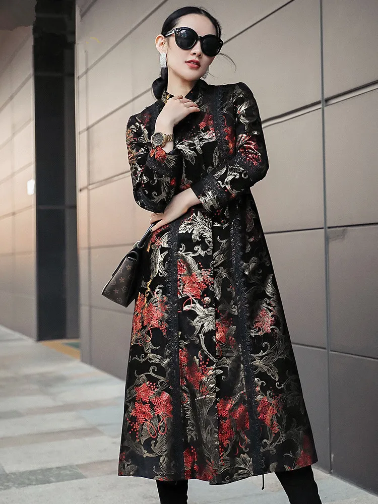 Куртка из натуральной кожи осень-зима куртка для женщин с рисунком длинный