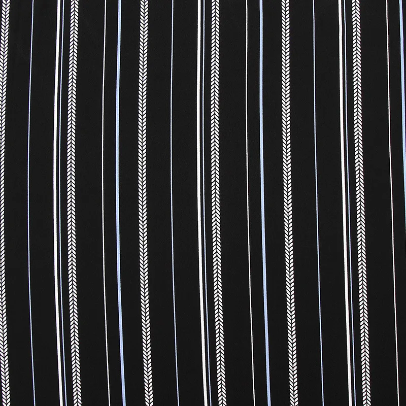 

75D High twisted hemp chiffon wide stripe printed fabric DIY women's fashion dress