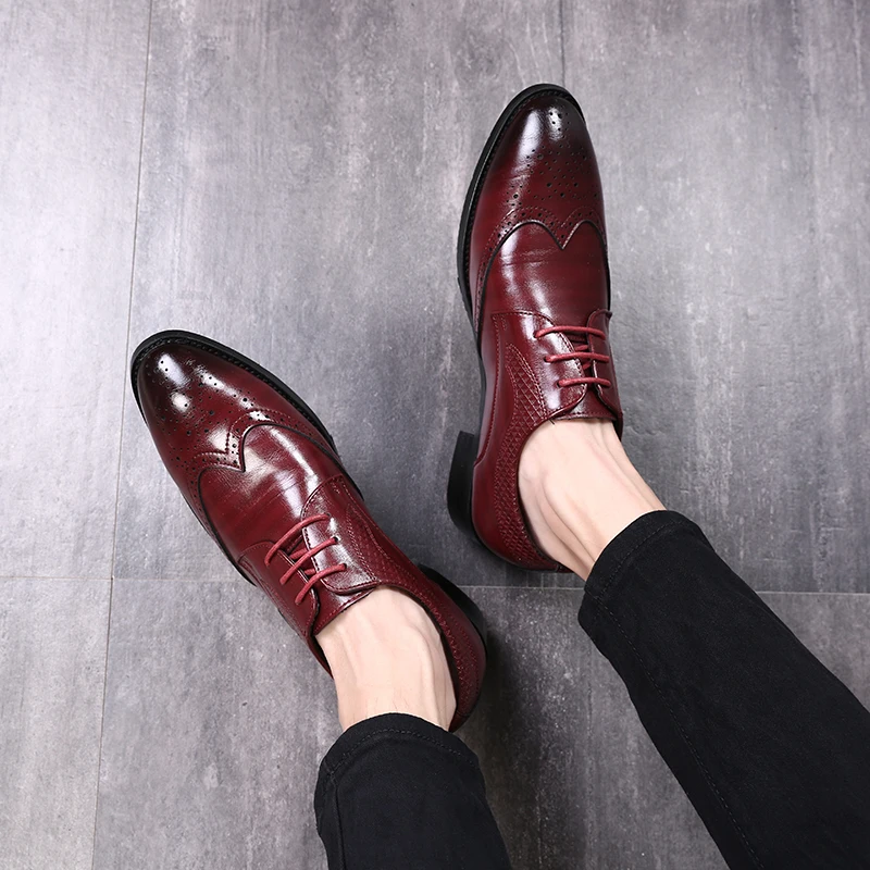 DXKZMCM/Мужские модельные туфли ручная работа британский стиль броги лакированная