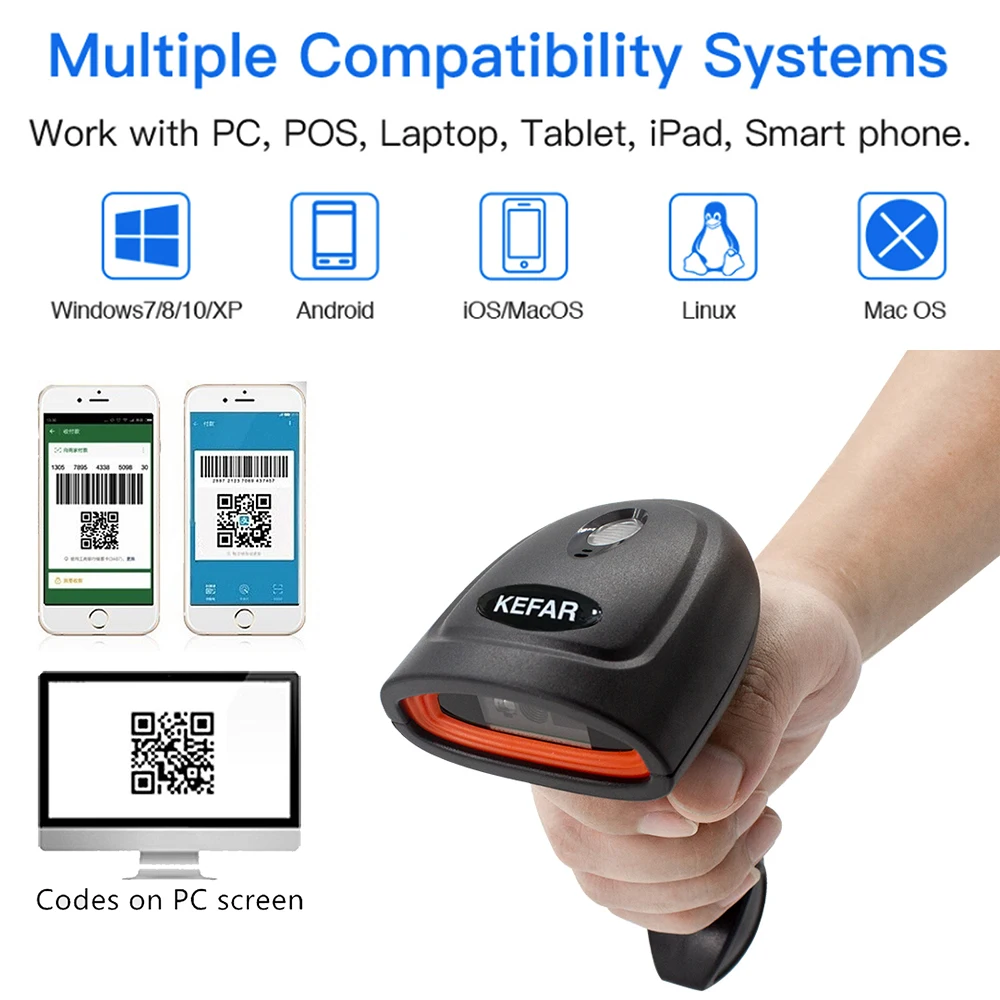 Портативный беспроводной сканер штрих-кода PDF417 портативный Проводной 1D 2D QR-код