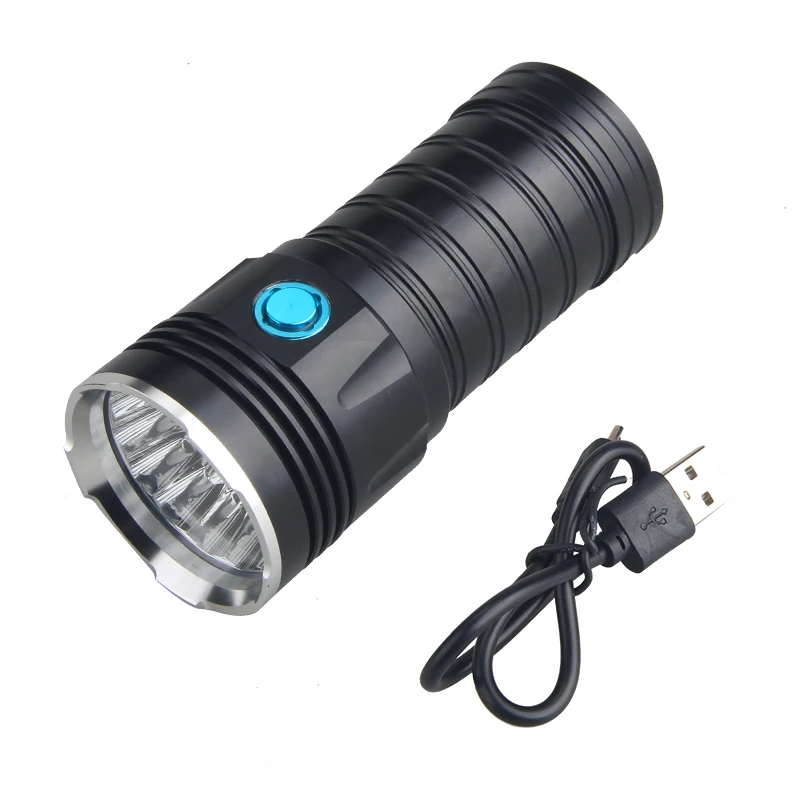 Comprar Linterna LED Superbrillante 18xT6 Para Exteriores, Linterna Recargable Con USB, Con Salida USB, Batería Y Cargador