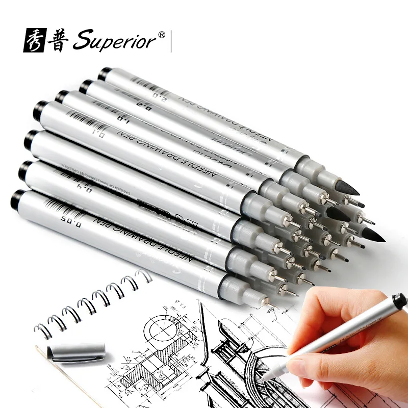 

Xiupu Genuine MS-807A Silver Waterproof Extra-fine Needle Tube Pen Comic Drawing Hook Line Pen Set