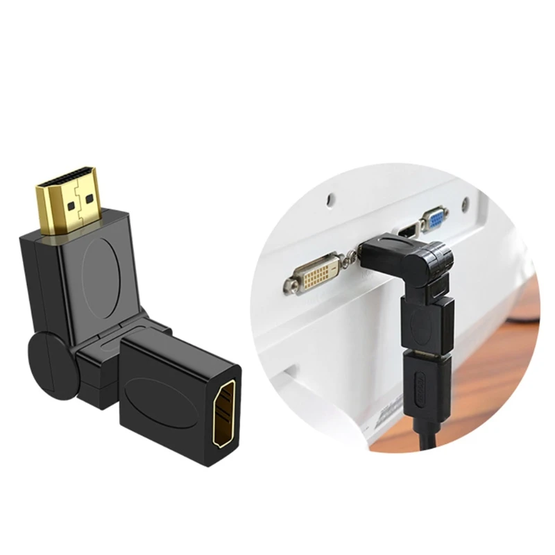 

H8WA Male Female Flexible Right Angle Connector Swivel Adapter Extender 1080P (Male to Female)