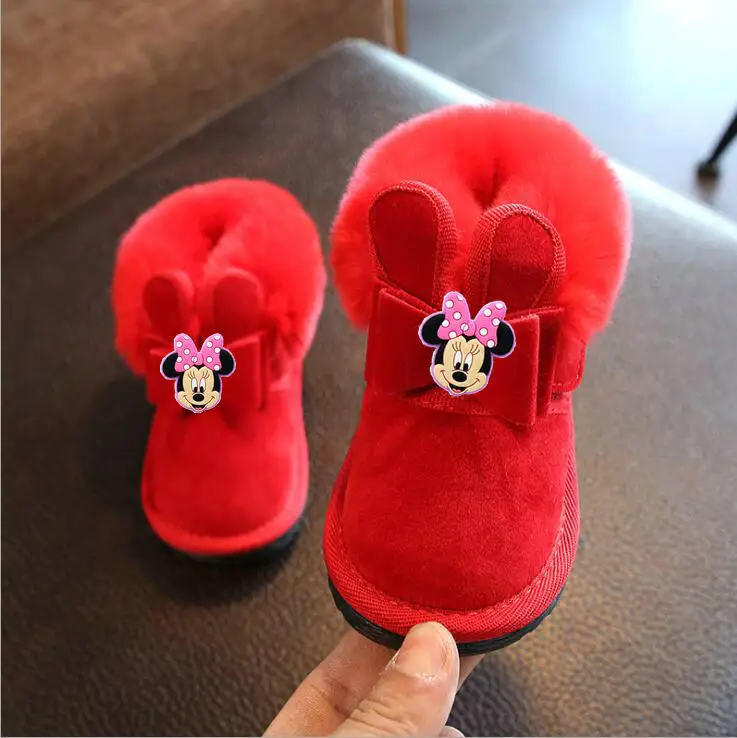 Зимние ботинки для маленьких девочек с Минни зимняя детская обувь принцессы