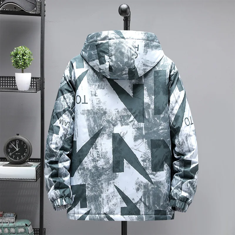 Camouflage Printing Thick Warm Hooded Cotton Jacket Autumn/winter Men's Fashion Casual Loose-fitting Tide Brand Cotton Jacket