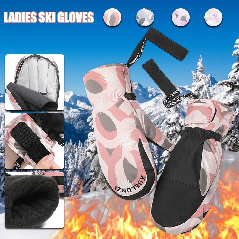 Зимние теплые лыжные перчатки для сноуборда для мужчин женщин детей Зимние варежки для езды на велосипеде теплые водонепроницаемые ветроз...